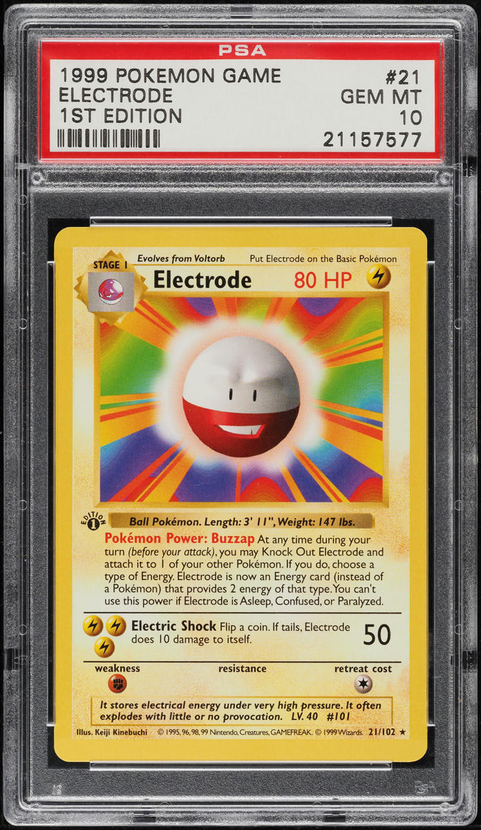 1999 Pokemon Base Set Shadowless 1st Edition Electrode #21 PSA 10 GEM MINT