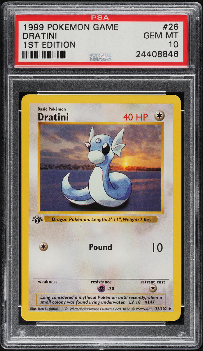 1999 Pokemon Base Set Shadowless 1st Edition Dratini #26 PSA 10 GEM MINT