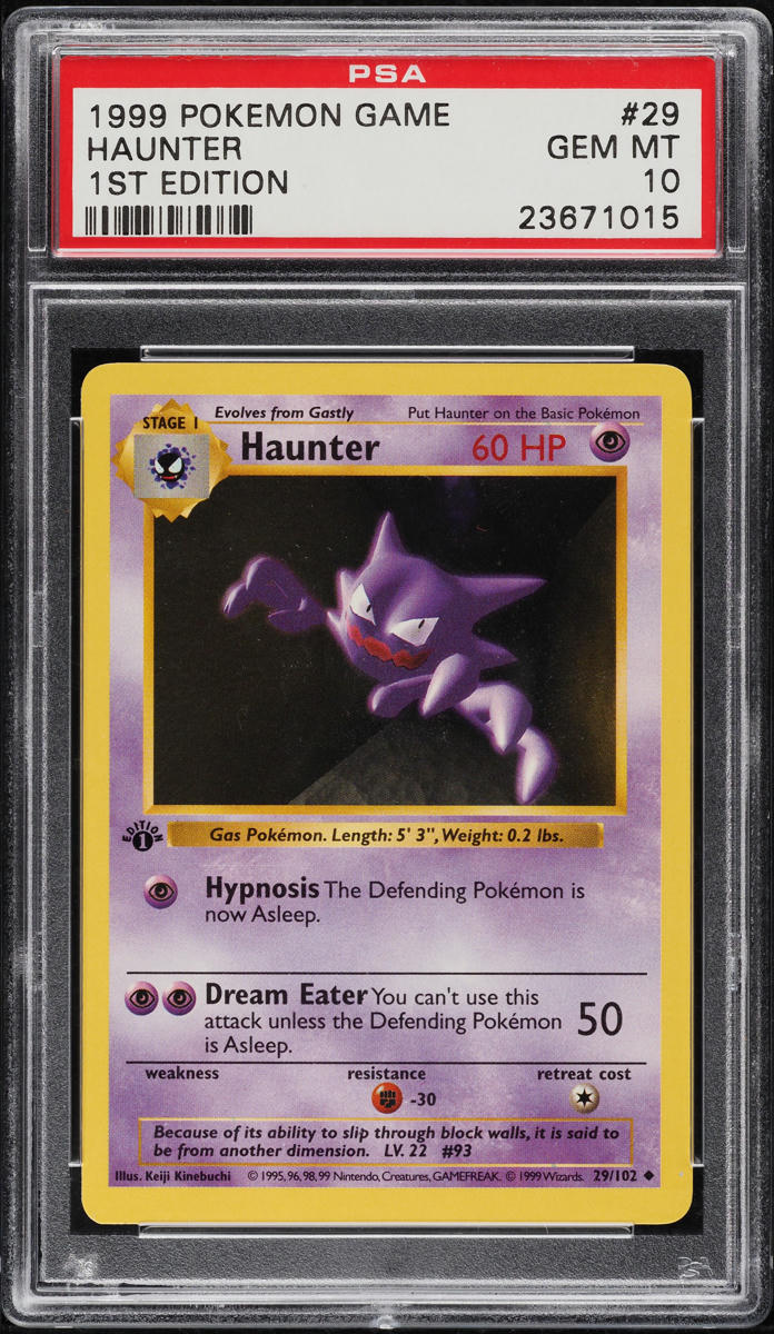 1999 Pokemon Base Set Shadowless 1st Edition Haunter #29 PSA 10 GEM MINT