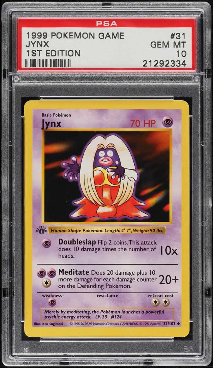 1999 Pokemon Base Set Shadowless 1st Edition Jynx #31 PSA 10 GEM MINT