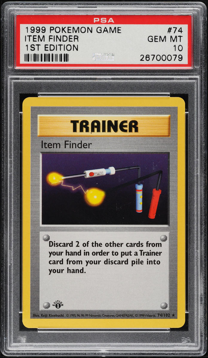1999 Pokemon Base Set 1st Edition Item Finder #74 PSA 10 GEM MINT