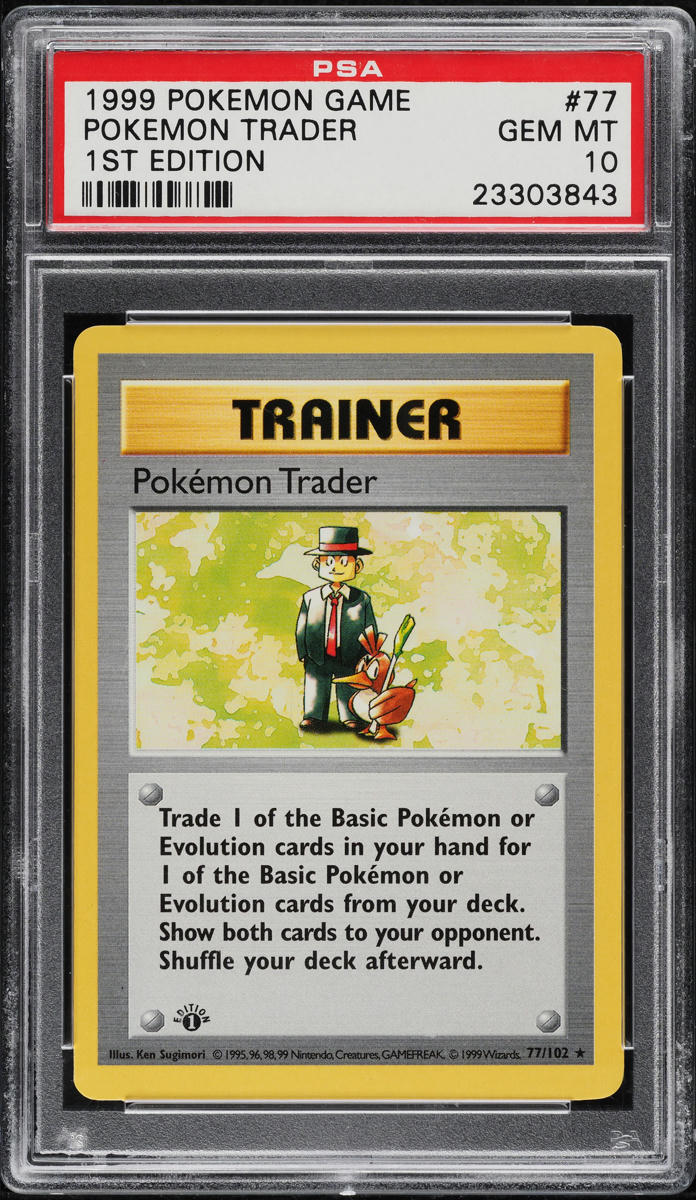 1999 Pokemon Base Set Shadowless 1st Edition Pokemon Trader #77 PSA 10 GEM MINT