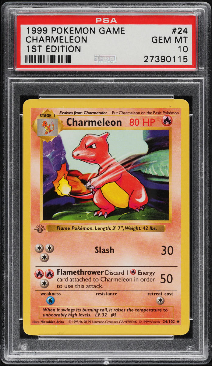 1999 Pokemon Base Set Shadowless 1st Edition Charmeleon #24 PSA 10 GEM MINT