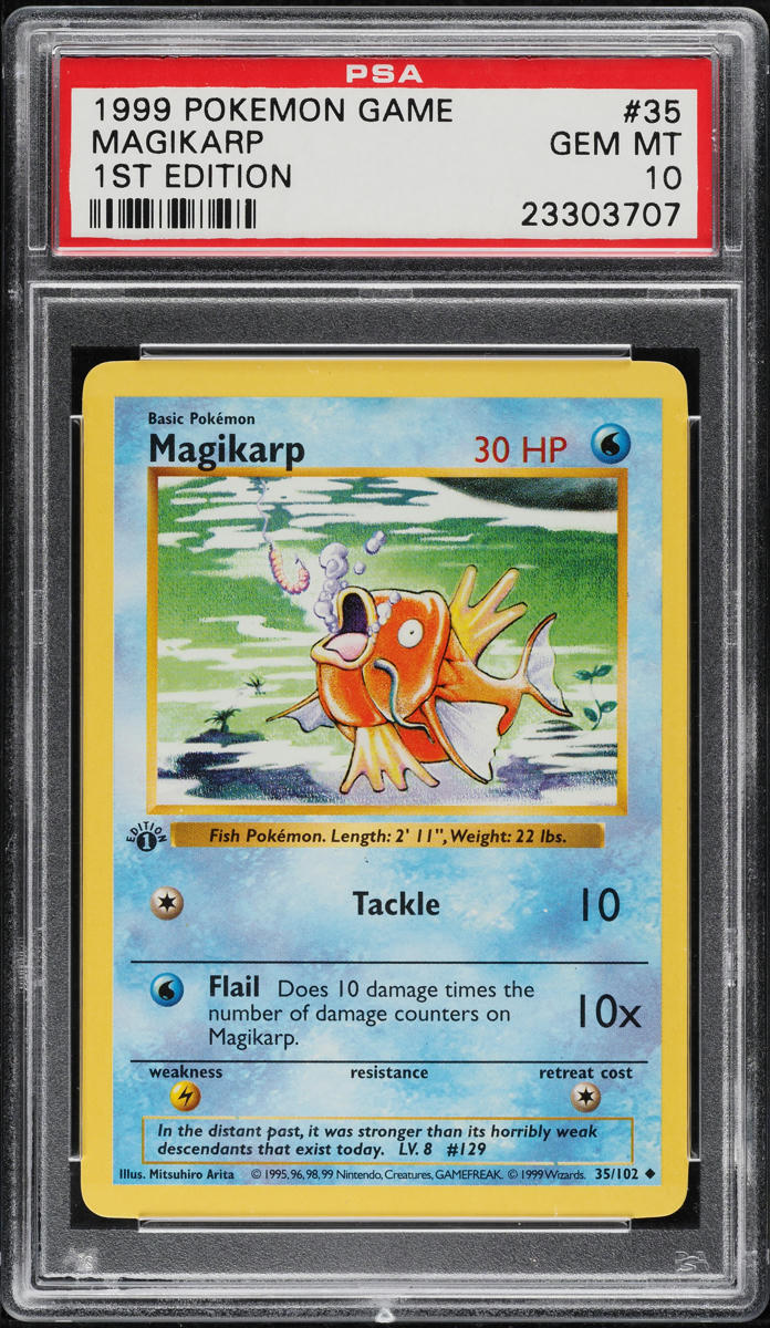 1999 Pokemon Base Set Shadowless 1st Edition Magikarp #35 PSA 10 GEM MINT