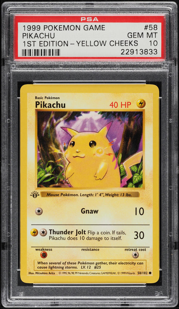 1999 Pokemon Base Set Shadowless 1st Edition Pikachu #58 PSA 10 GEM MINT