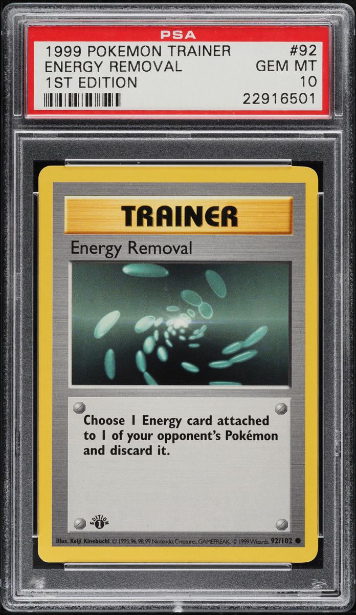 1999 Pokemon Base Set Shadowless 1st Edition Energy Removal #92 PSA 10 GEM MINT