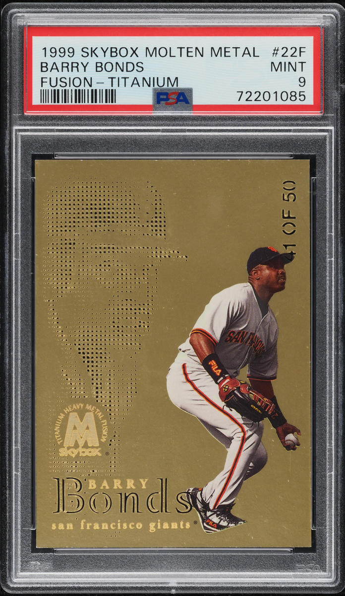 1999 Skybox Molten Metal Fusion Titanium Barry Bonds /50 #22F PSA 9 MINT