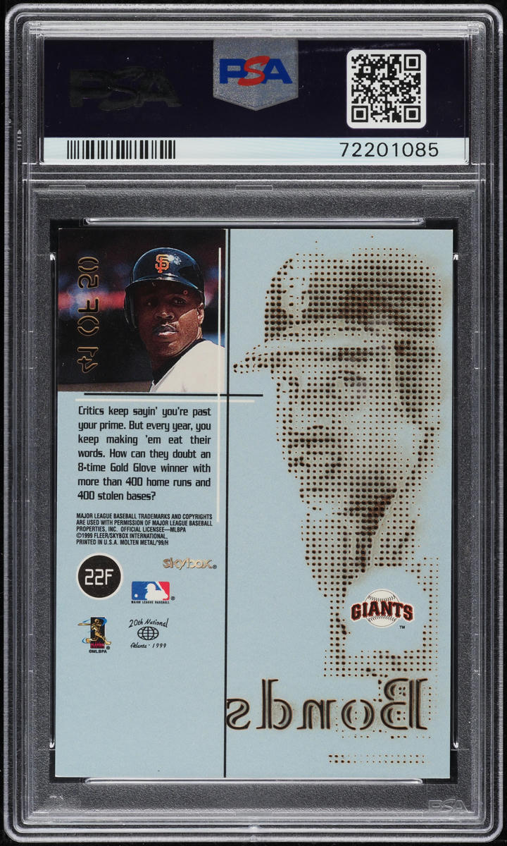 1999 Skybox Molten Metal Fusion Titanium Barry Bonds /50 #22F PSA 9 MINT