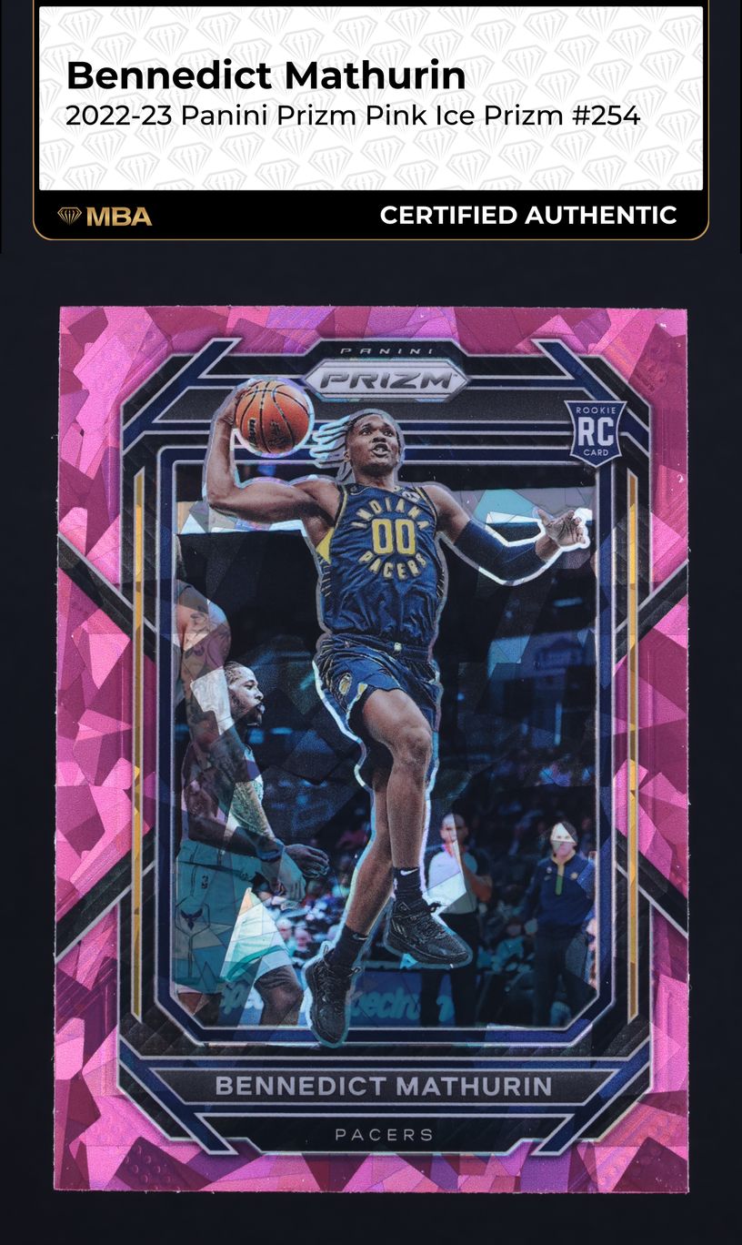 2022 Panini Prizm Pink Ice Bennedict Mathurin ROOKIE #254 MBA AUTH