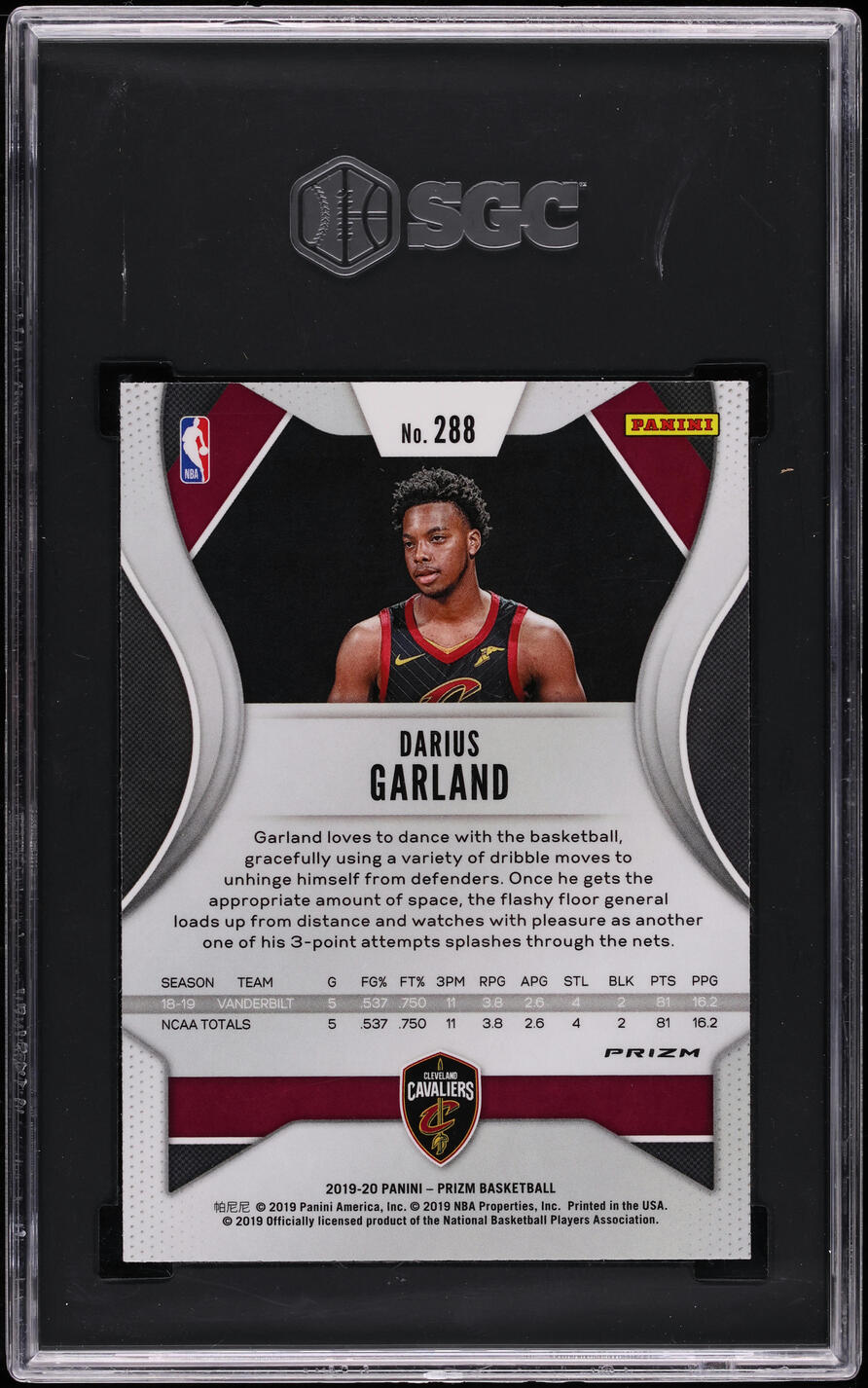2019 Panini Prizm Green Darius Garland ROOKIE #288 SGC 10 GEM MINT