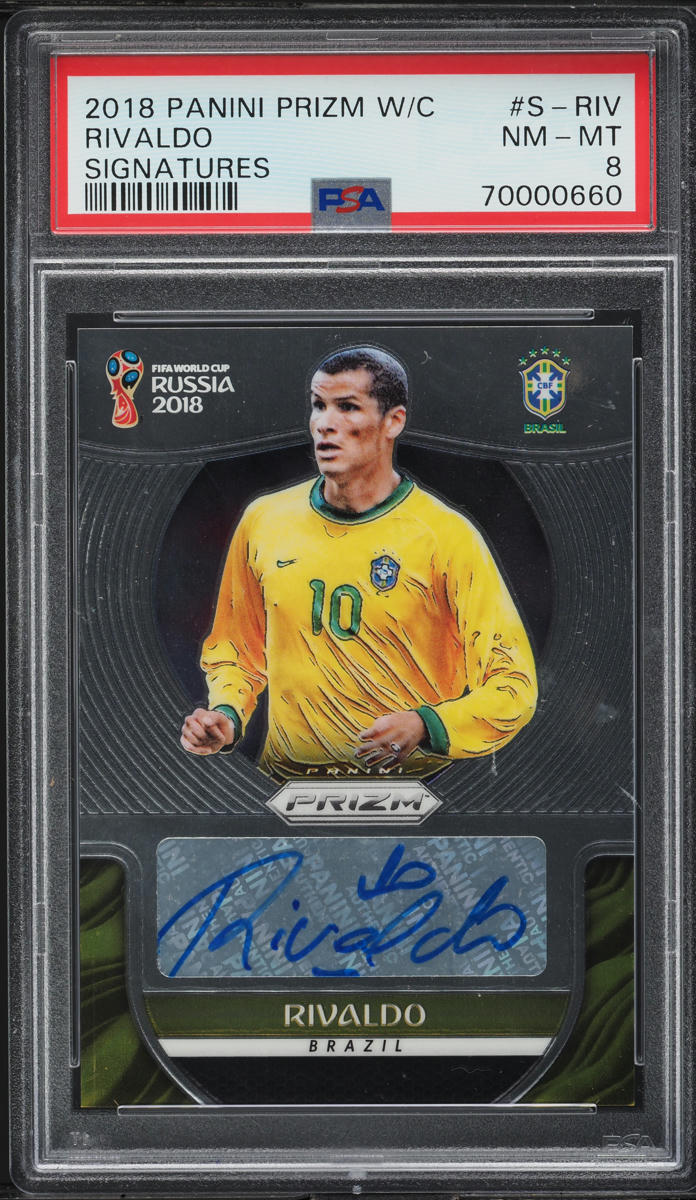 2018 Panini Prizm World Cup Signatures Rivaldo AUTO #S-RIV PSA 8