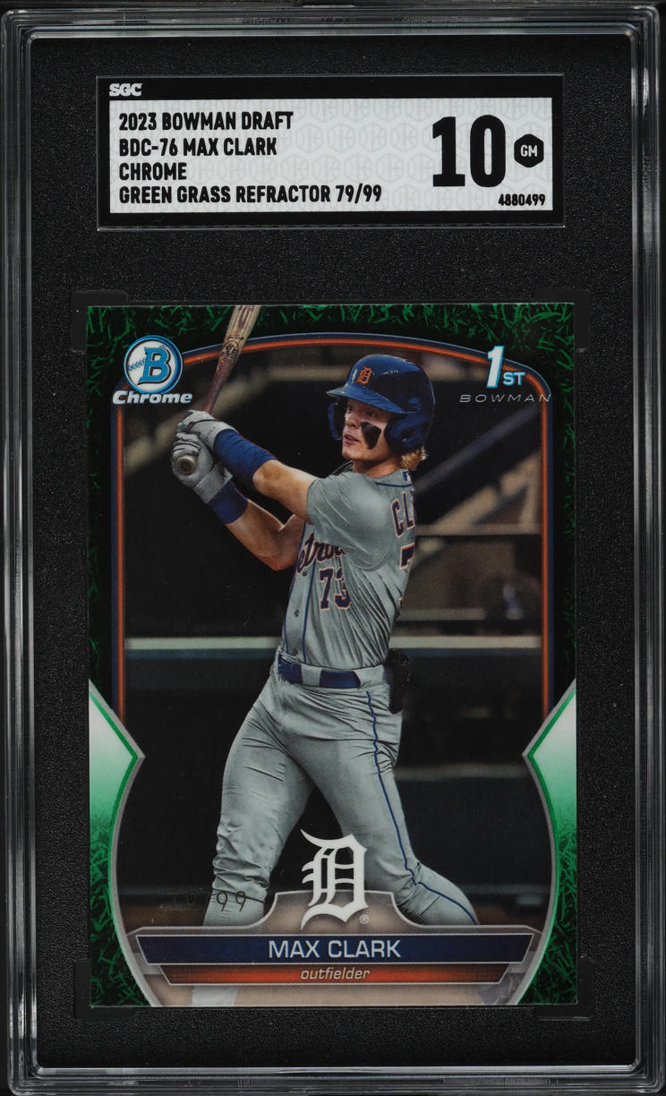 2023 Bowman Chrome Draft Green Grass Refractor Max Clark ROOKIE /99 SGC 10 GEM
