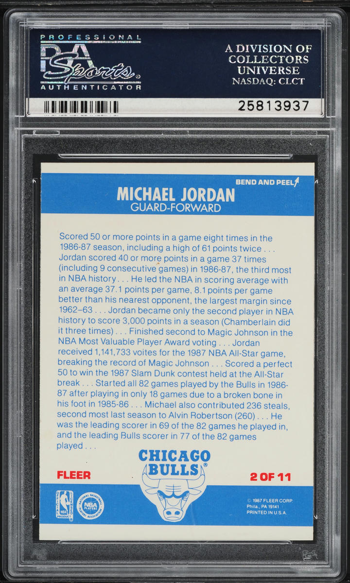 1987 Fleer Sticker Michael Jordan #2 PSA 7.5 NRMT+