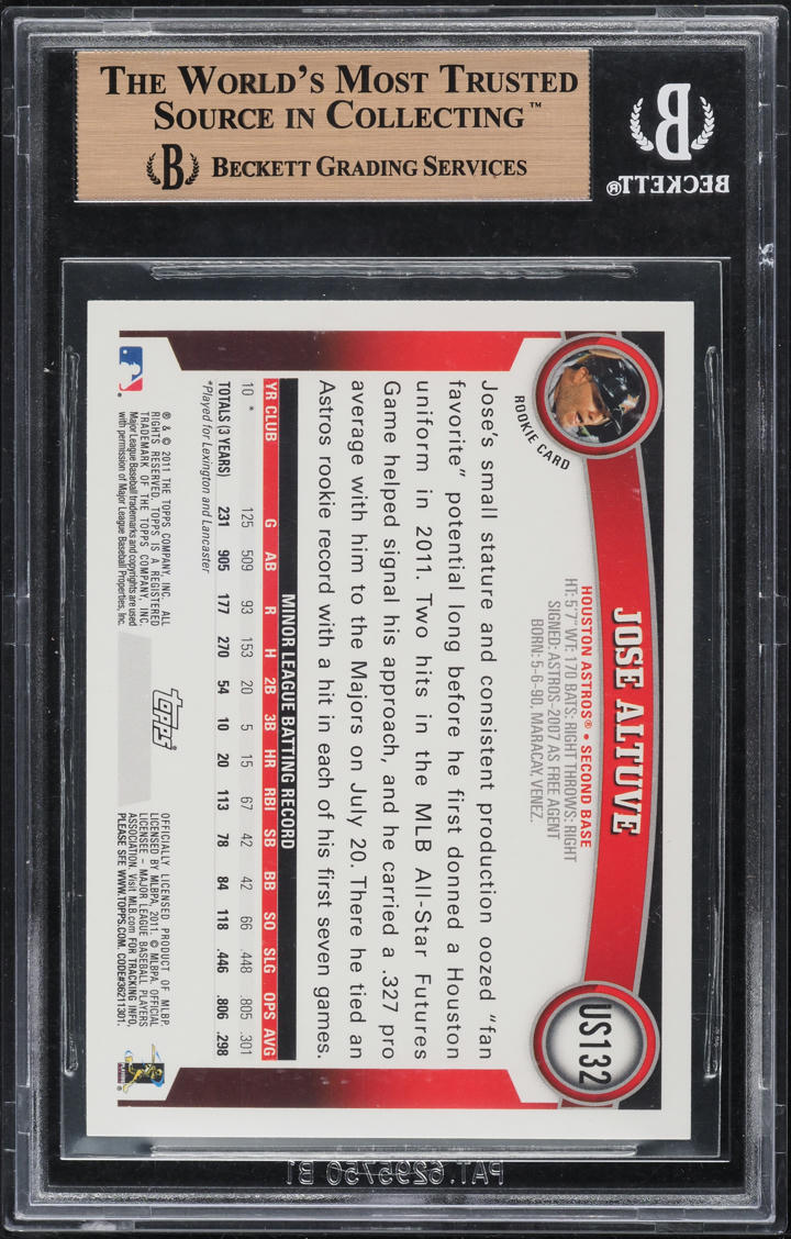 2011 Topps Update Jose Altuve ROOKIE #US132 BGS 10 PRISTINE