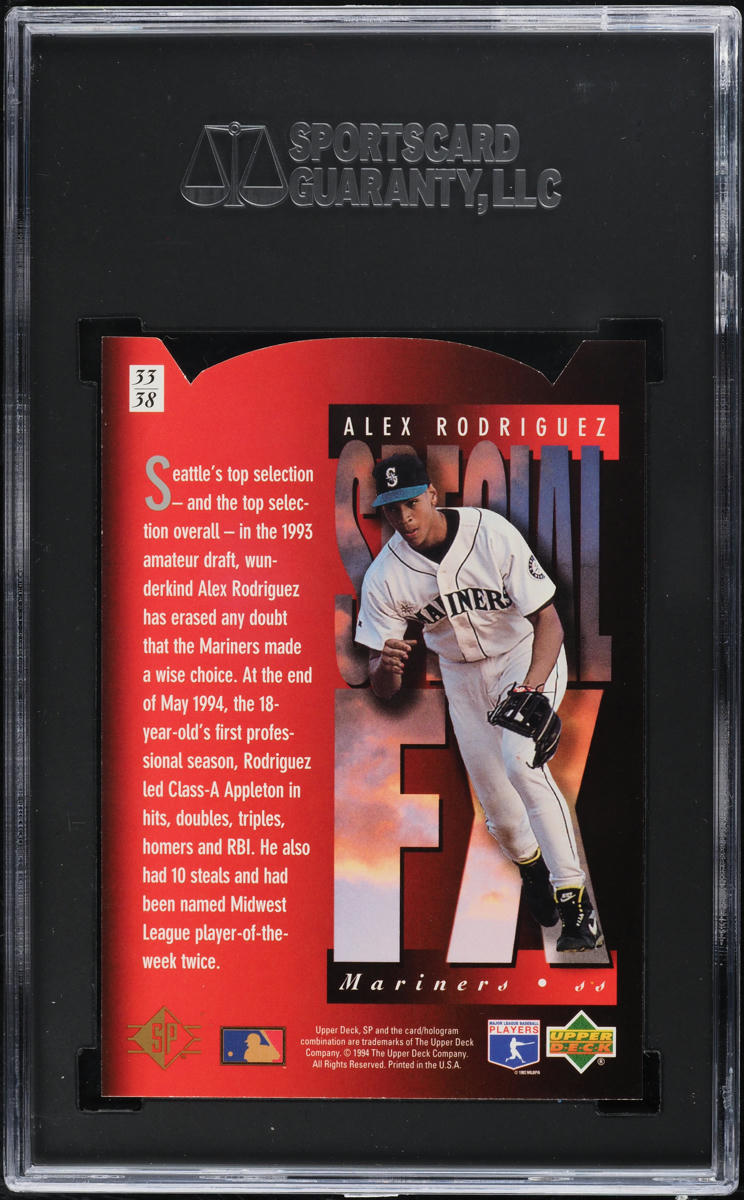 1994 Upper Deck SP Holoview Die-Cut Alex Rodriguez ROOKIE #33 SGC