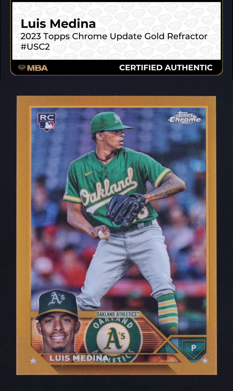 2023 Topps Chrome Update Gold Refractor Luis Medina ROOKIE /50 #USC2 MBA  AUTH on Fanatics Collect, image size:816x1368