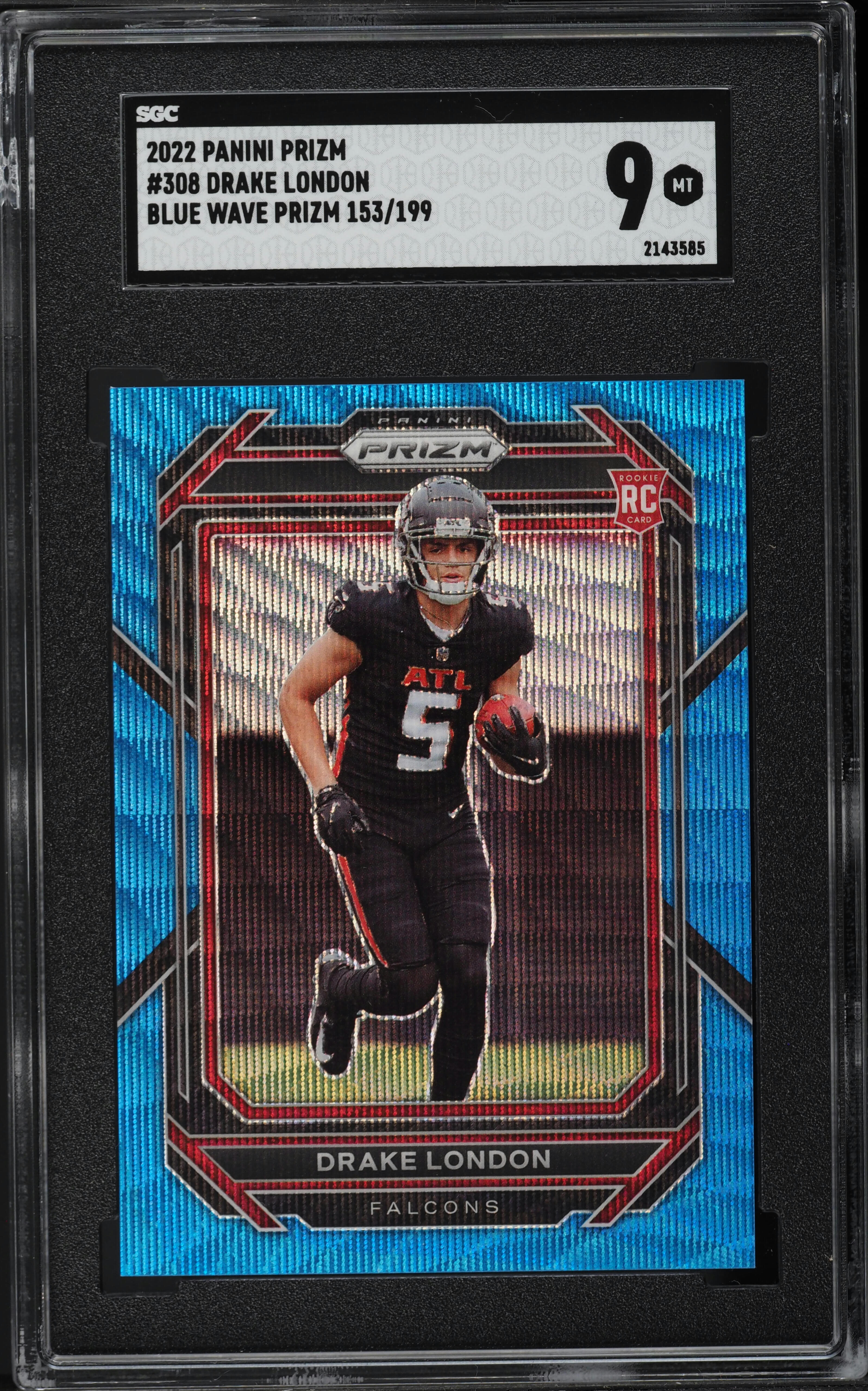 2022 Panini Prizm Blue Wave Drake London ROOKIE /199 #308 SGC 9