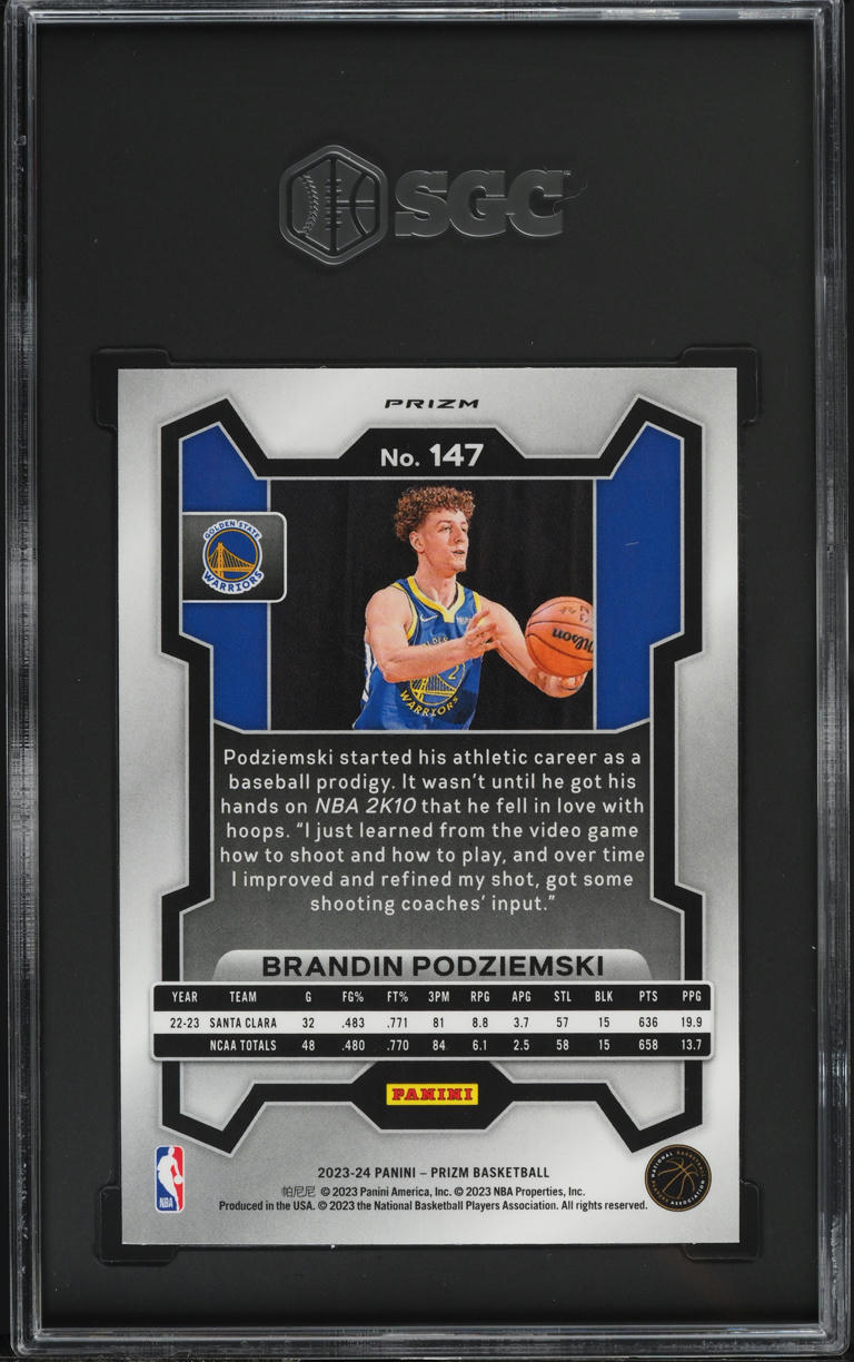2023 Panini Prizm Hyper Brandin Podziemski ROOKIE #147 SGC 10 GEM MINT