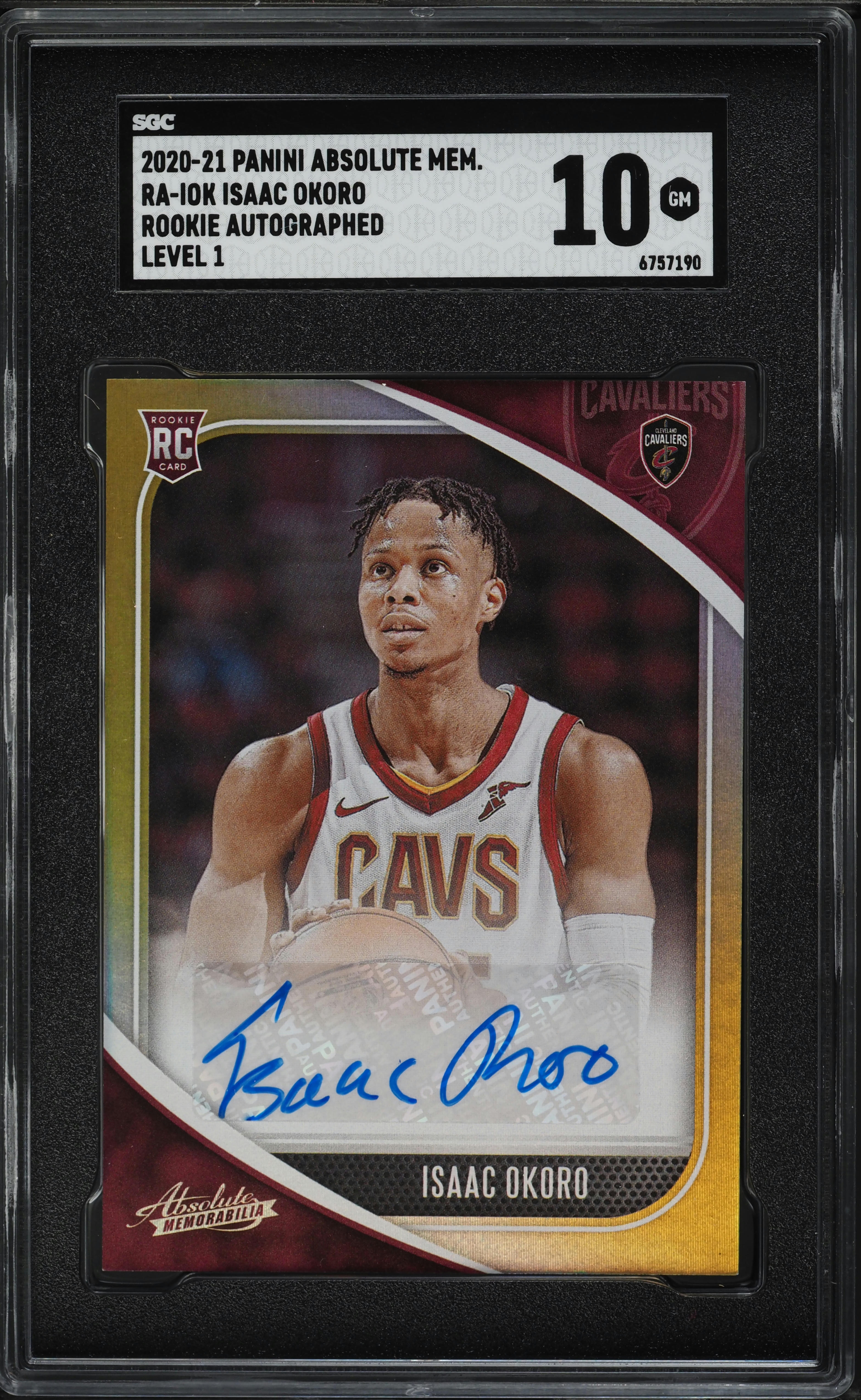 2020 Absolute Memorabilia Level 1 Isaac Okoro ROOKIE AUTO #RA-IOK