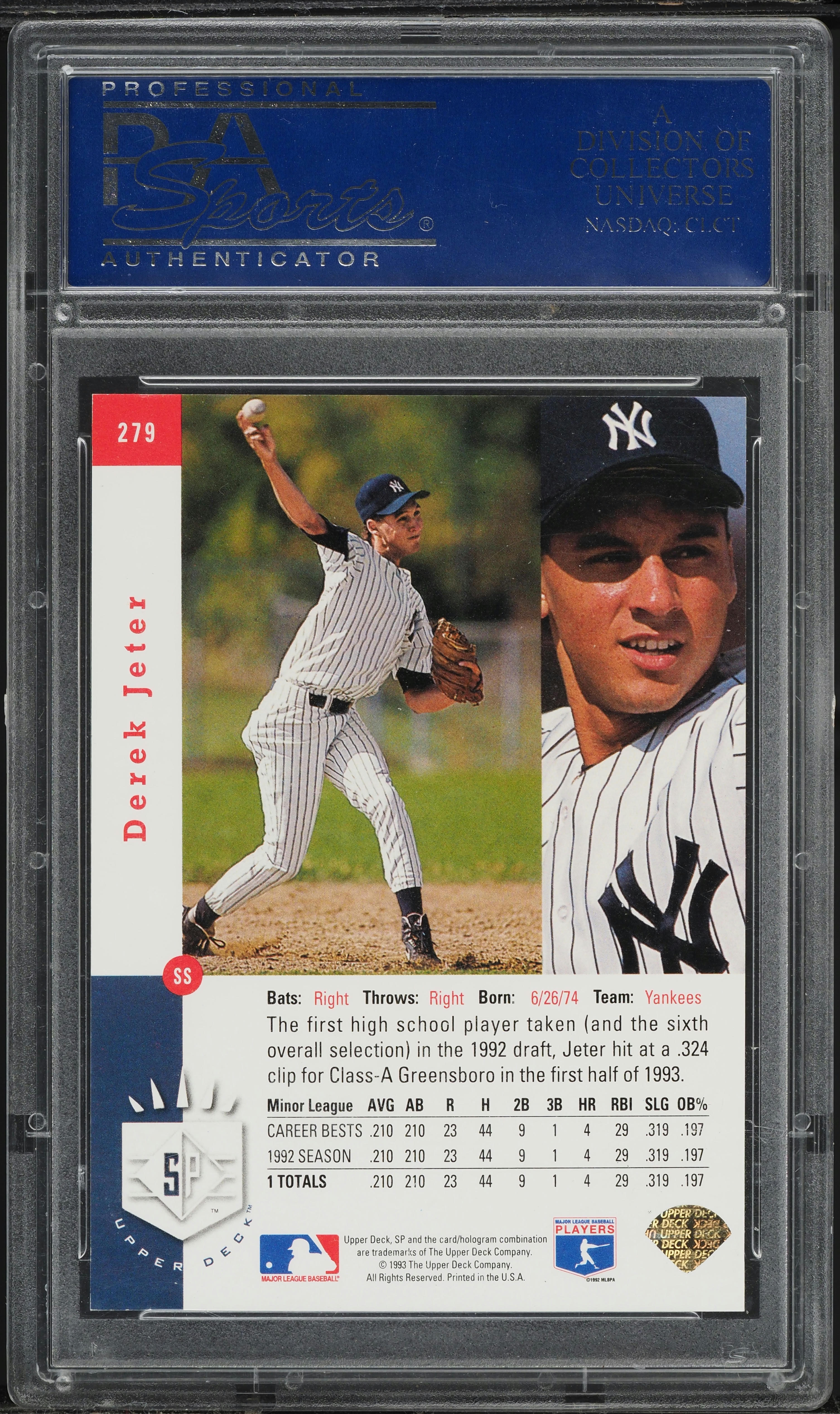 1993 SP Foil Derek Jeter ROOKIE #279 PSA 7 NRMT on Fanatics Collect