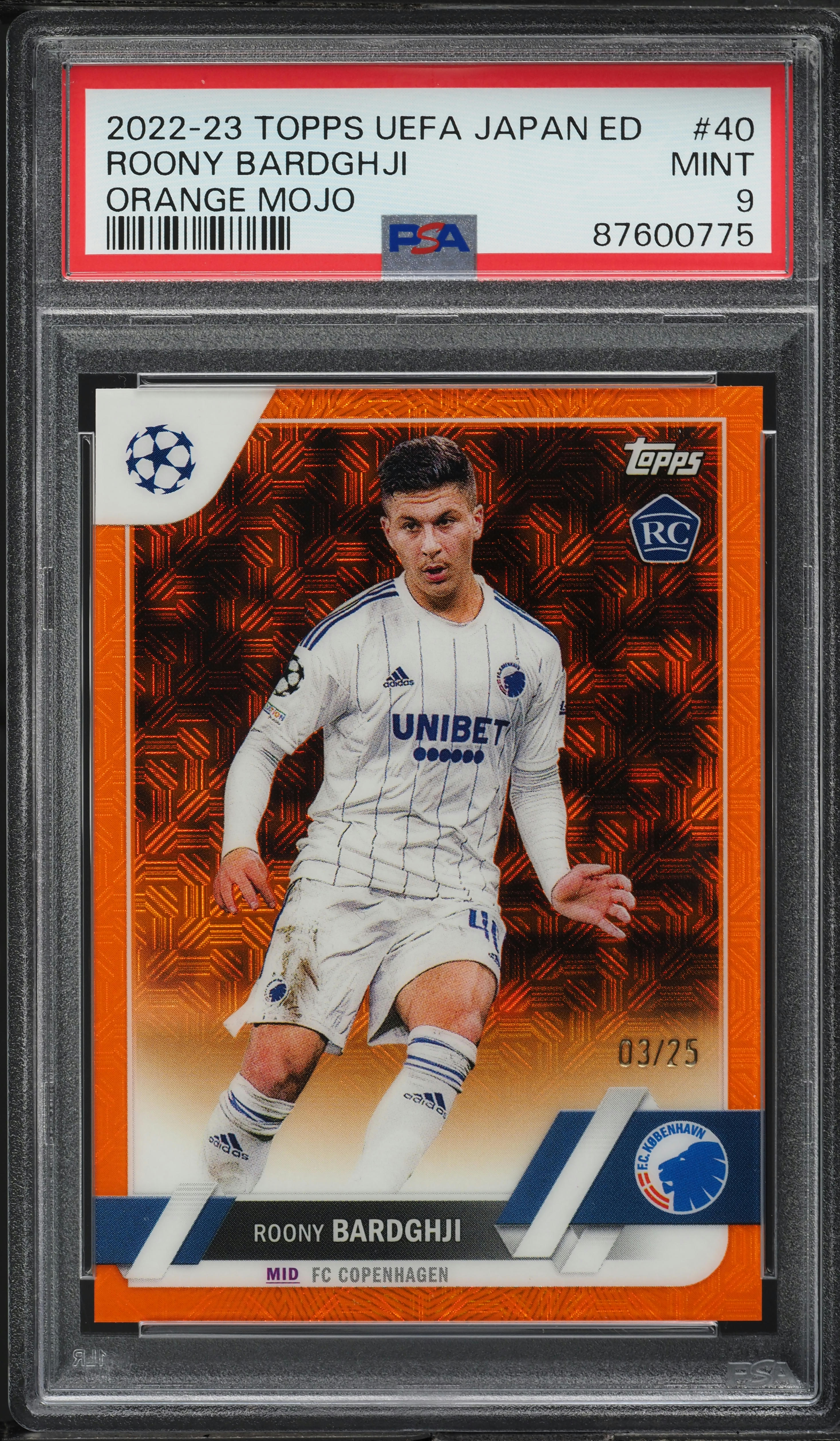 2022 Topps UEFA Japan Edition Orange Mojo Roony Bardghji ROOKIE