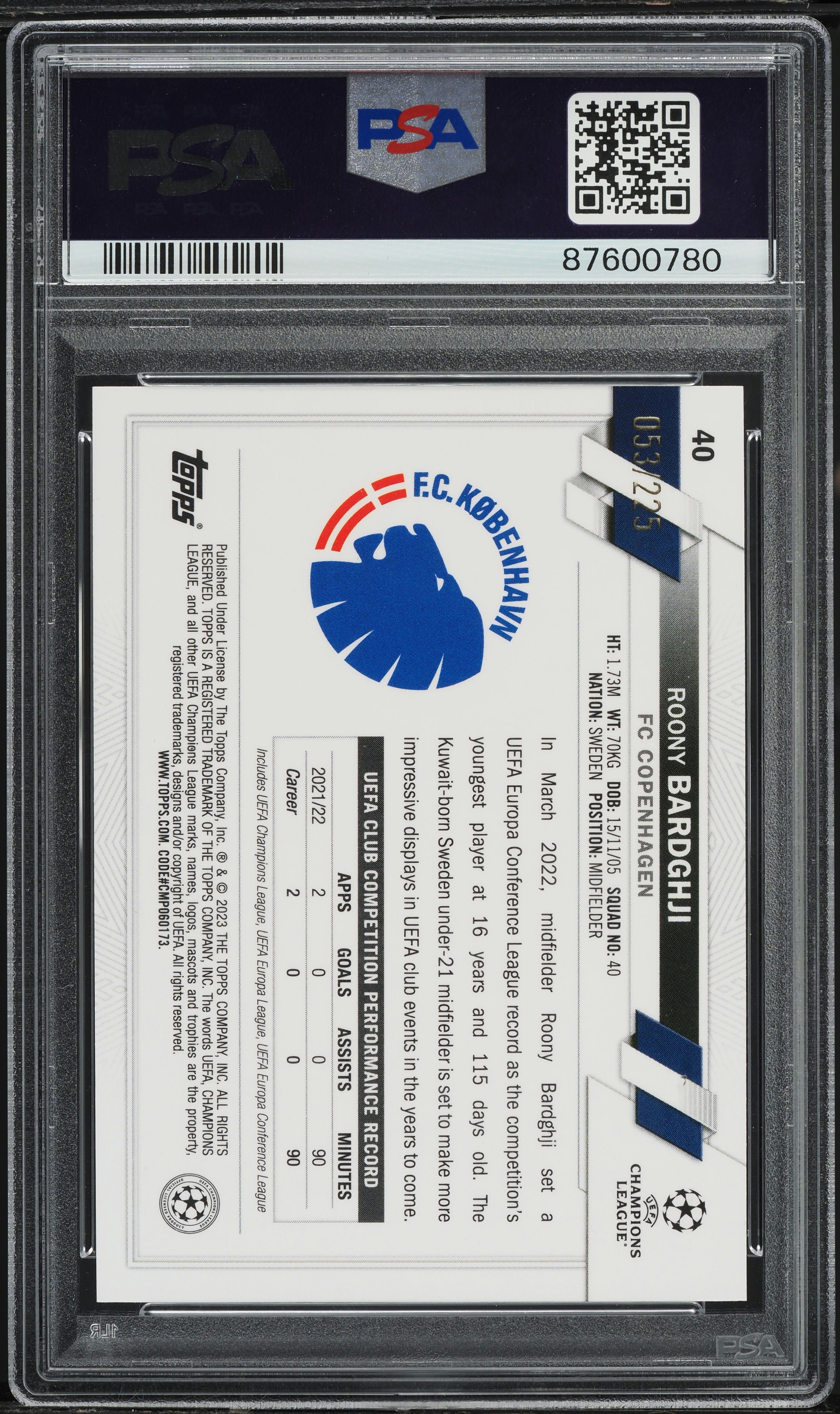 2022 Topps Chrome UCC Night Vision RayWave Roony Bardghji ROOKIE