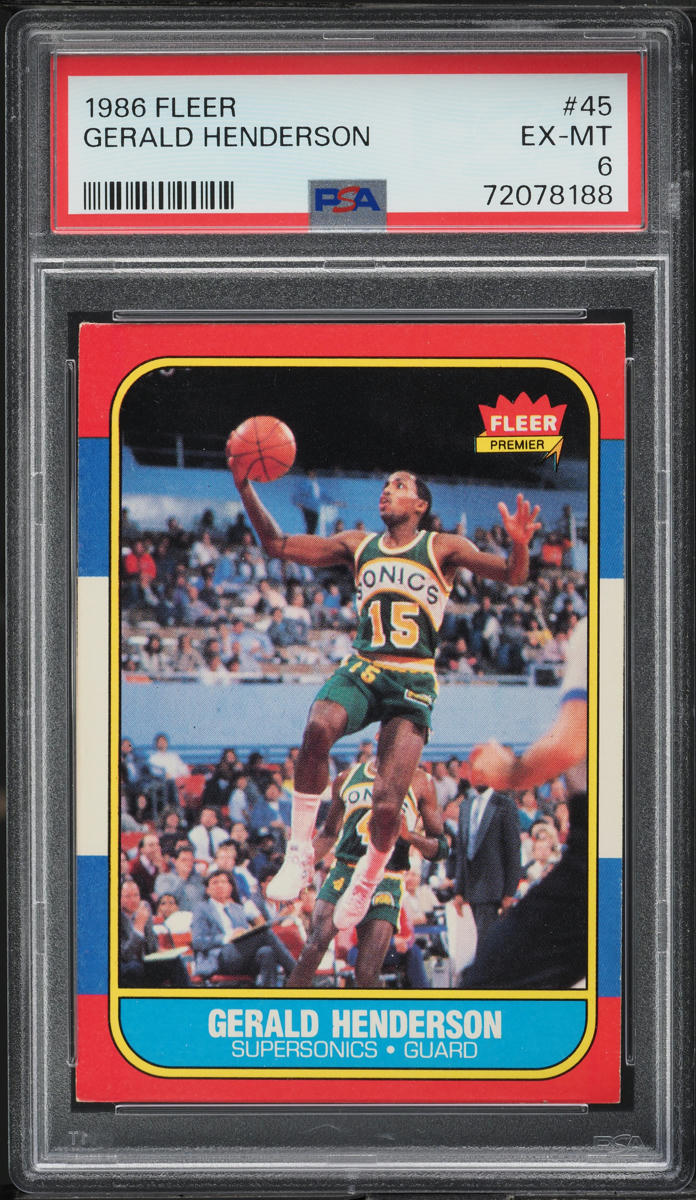 1986 Fleer Basketball Gerald Henderson #45 PSA 6 EXMT