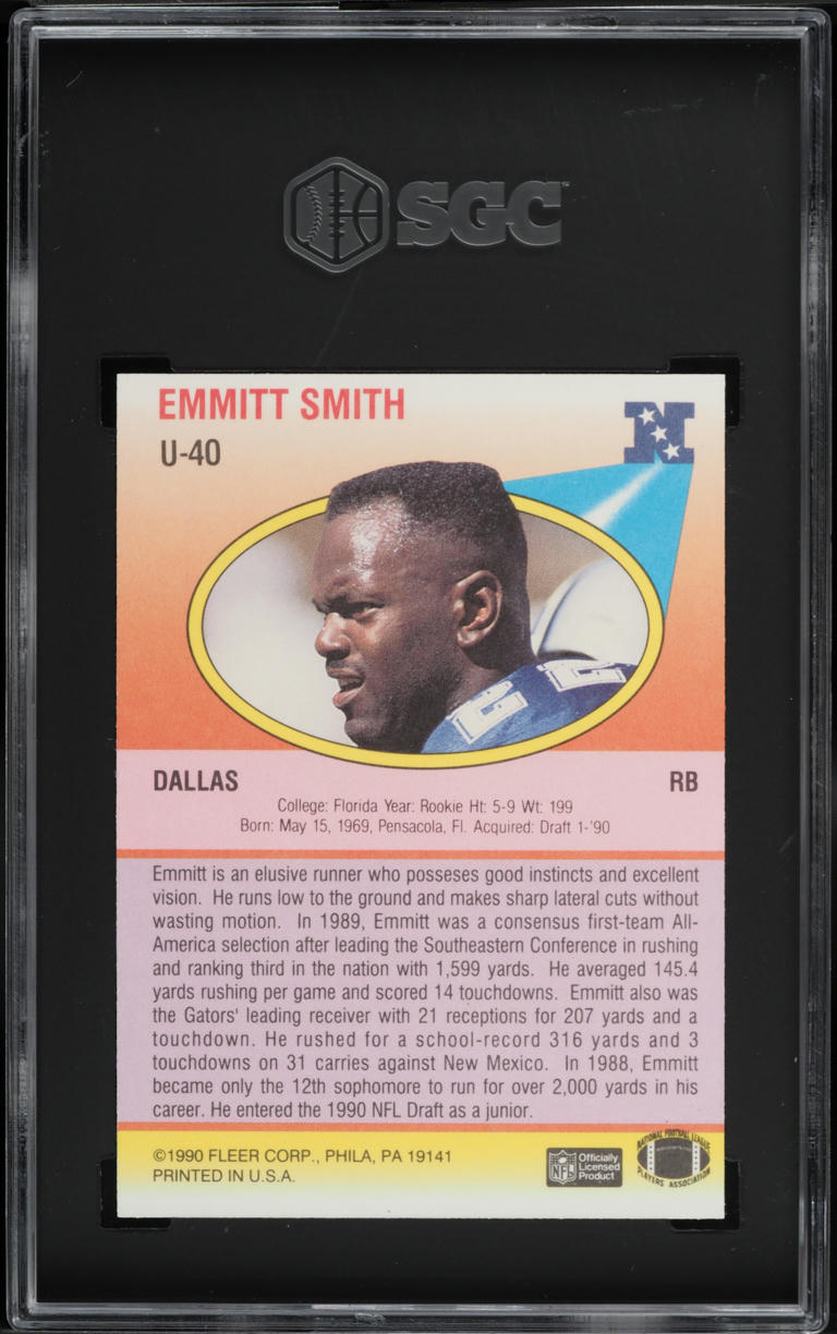 1990 Fleer Update Emmitt Smith ROOKIE #U-40 SGC 9.5 MINT+