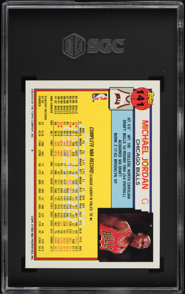 1992 Topps Gold Michael Jordan #141 SGC 10 GEM MINT