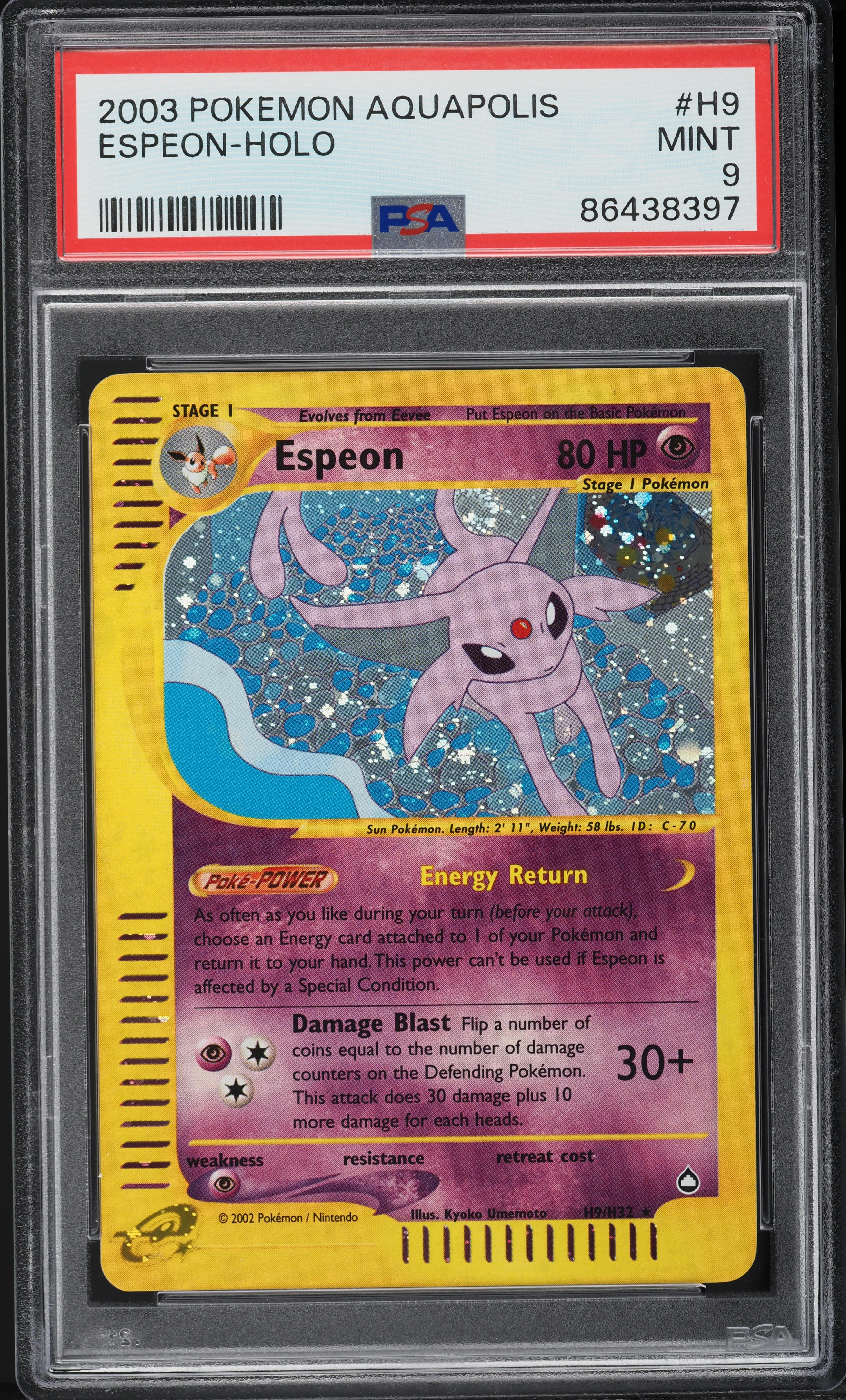 2003 Pokemon Aquapolis Holo Espeon #H9 PSA 9 MINT on Fanatics Collect