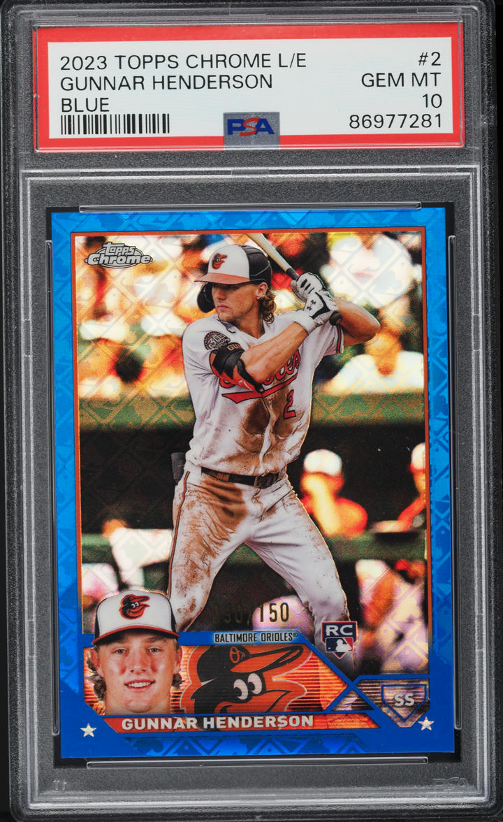 2023 Topps Chrome Logofractor Edition Blue Gunnar Henderson ROOKIE /150 PSA 10