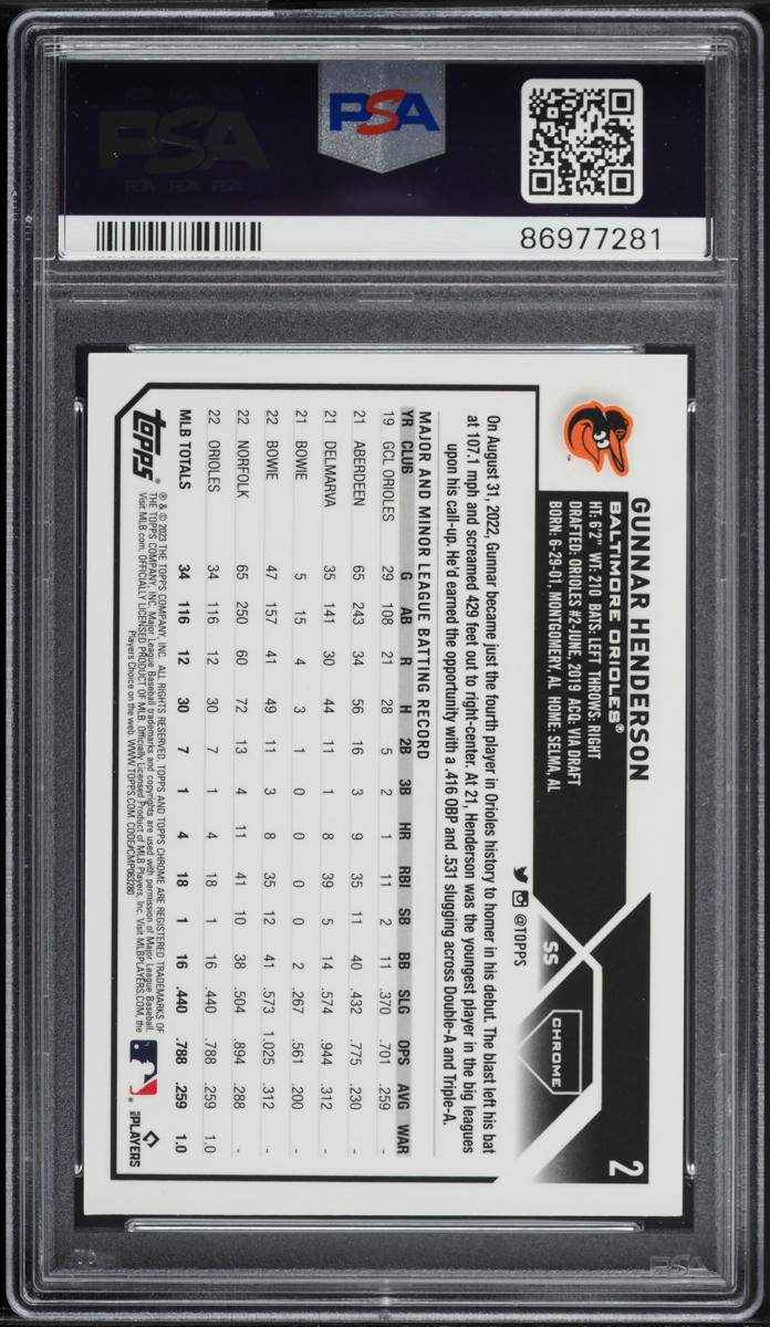 2023 Topps Chrome Logofractor Edition Blue Gunnar Henderson ROOKIE /150 PSA 10