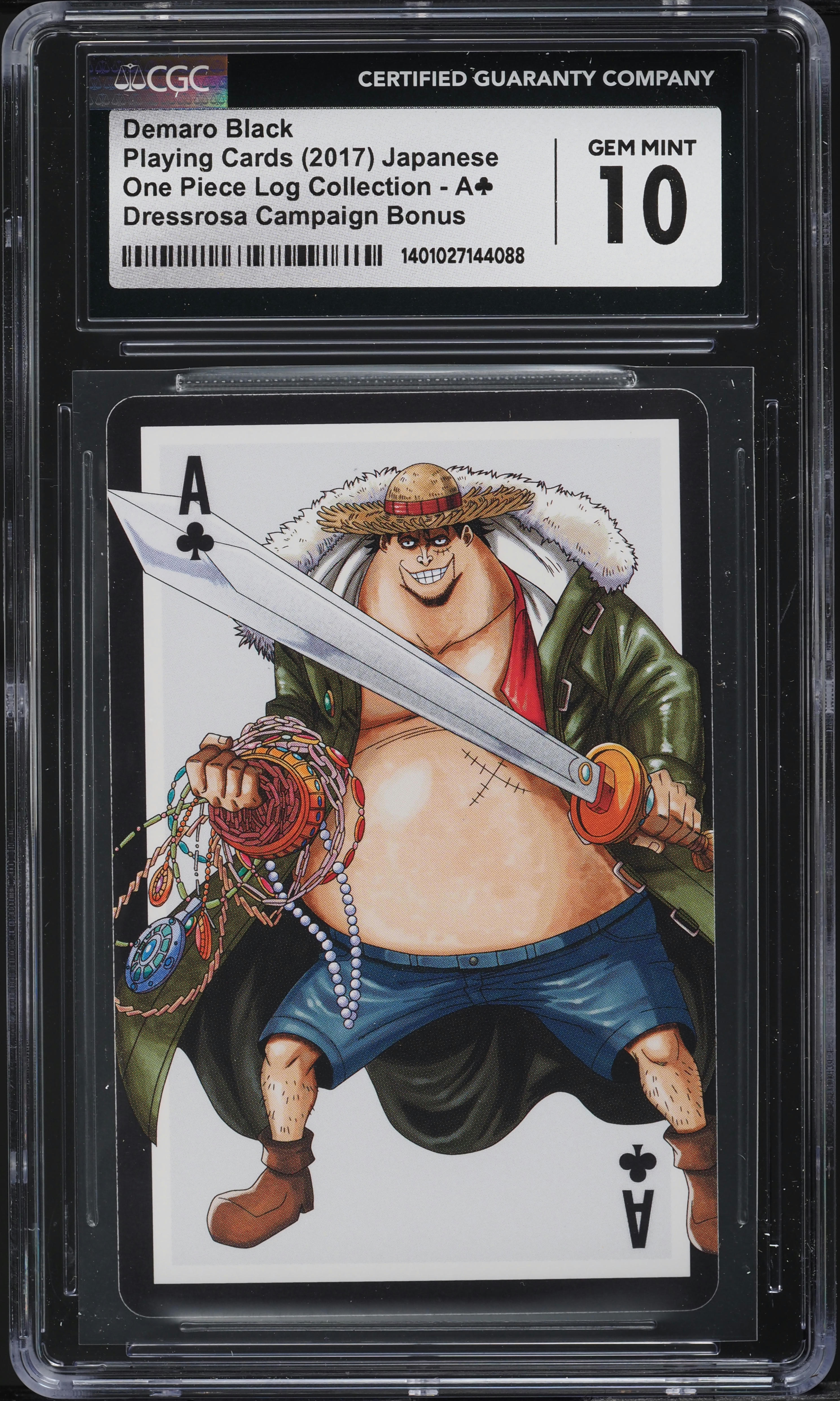 2017 One Piece Japanese Dressrosa Playing Cards Demaro Black ACE OF CLUBS CGC 10