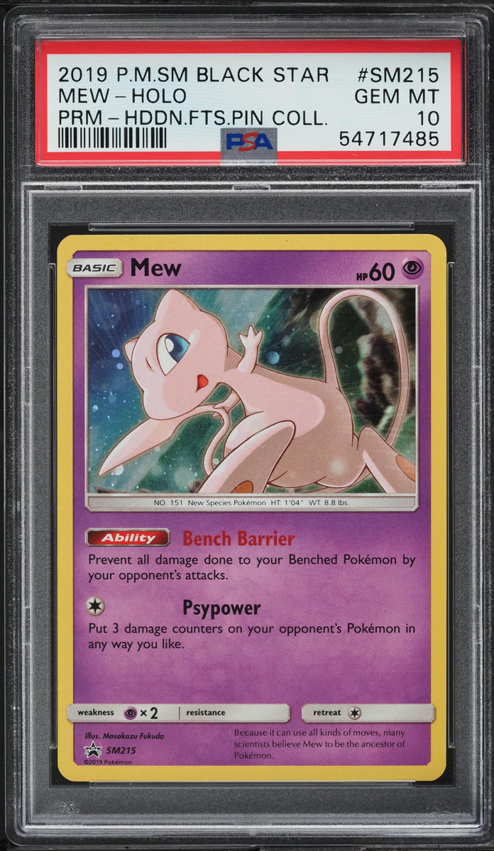 2019 Pokemon SM Black Star Promo Hidden Fates Holo Mew #SM215 PSA 10 GEM MINT
