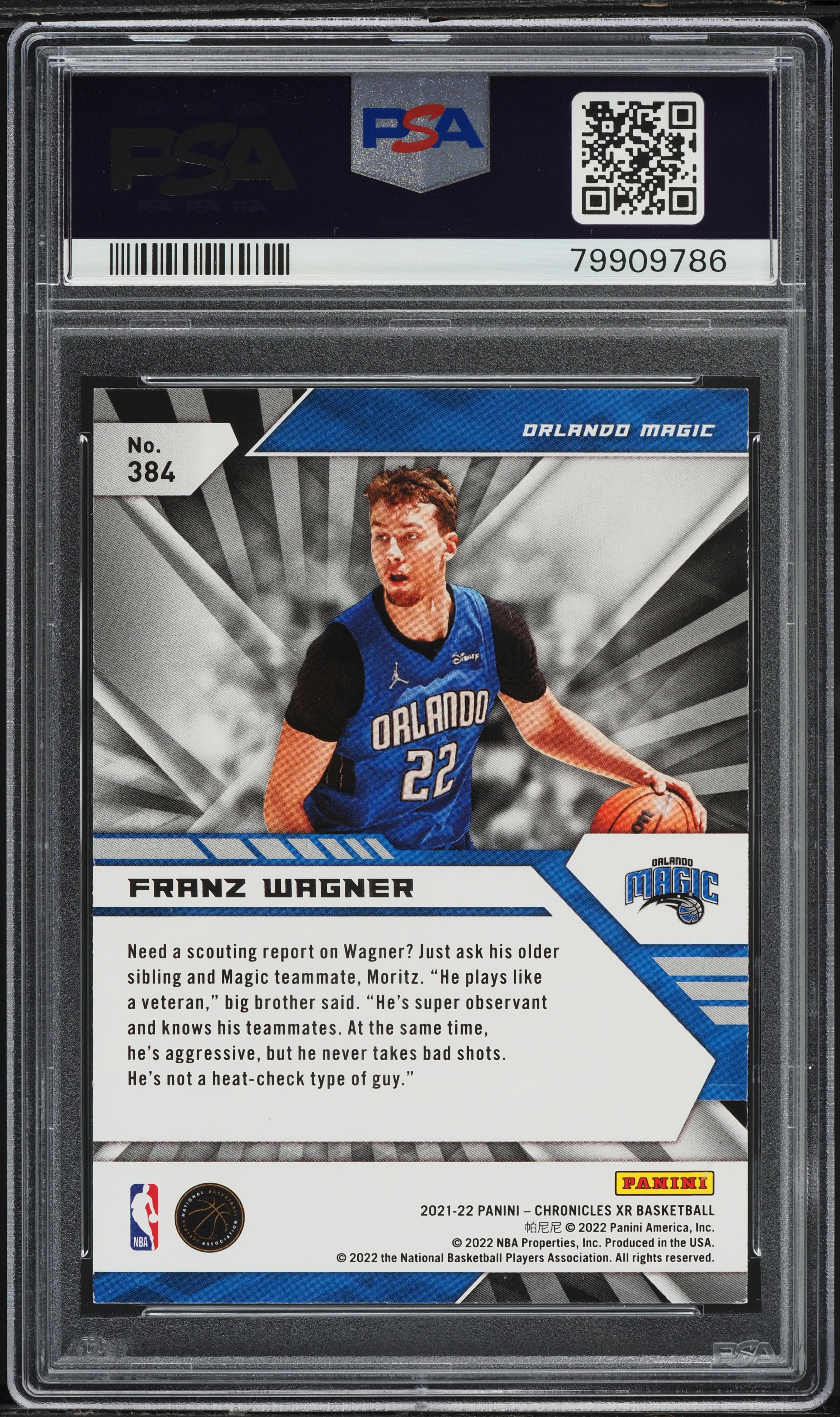 2021 Panini Chronicles XR Franz Wagner ROOKIE #384 PSA 9 MINT on