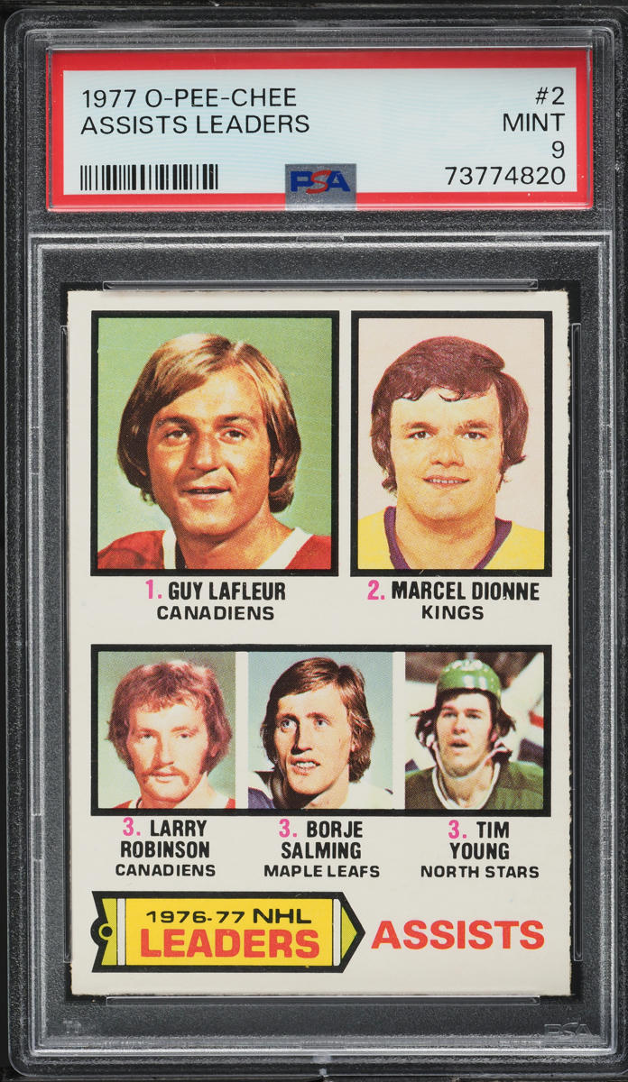 1977 O-Pee-Chee Hockey Guy Lafleur Dionne Robinson LDRS #2 PSA 9 MINT
