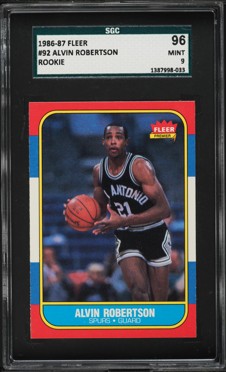 1986 Fleer Basketball Alvin Robertson ROOKIE #92 SGC 9 MINT