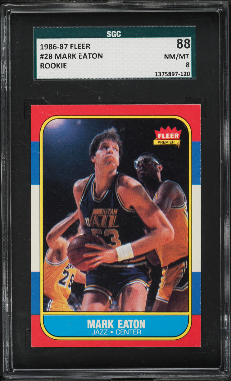 1986 Fleer Basketball Mark Eaton #28 SGC 8 NM-MT