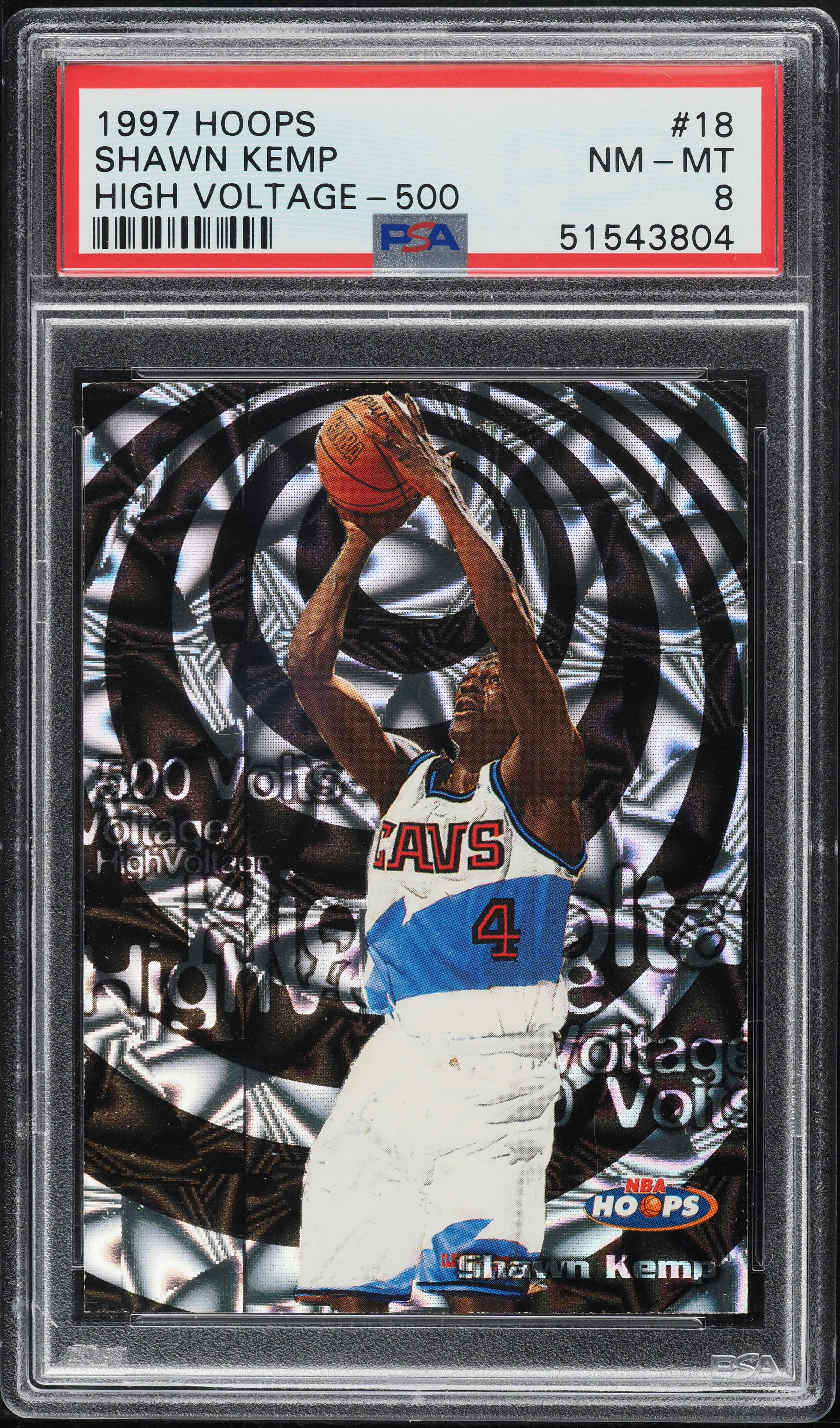 1997 Hoops High Voltage Shawn Kemp /500 #18 PSA 8 NM-MT on
