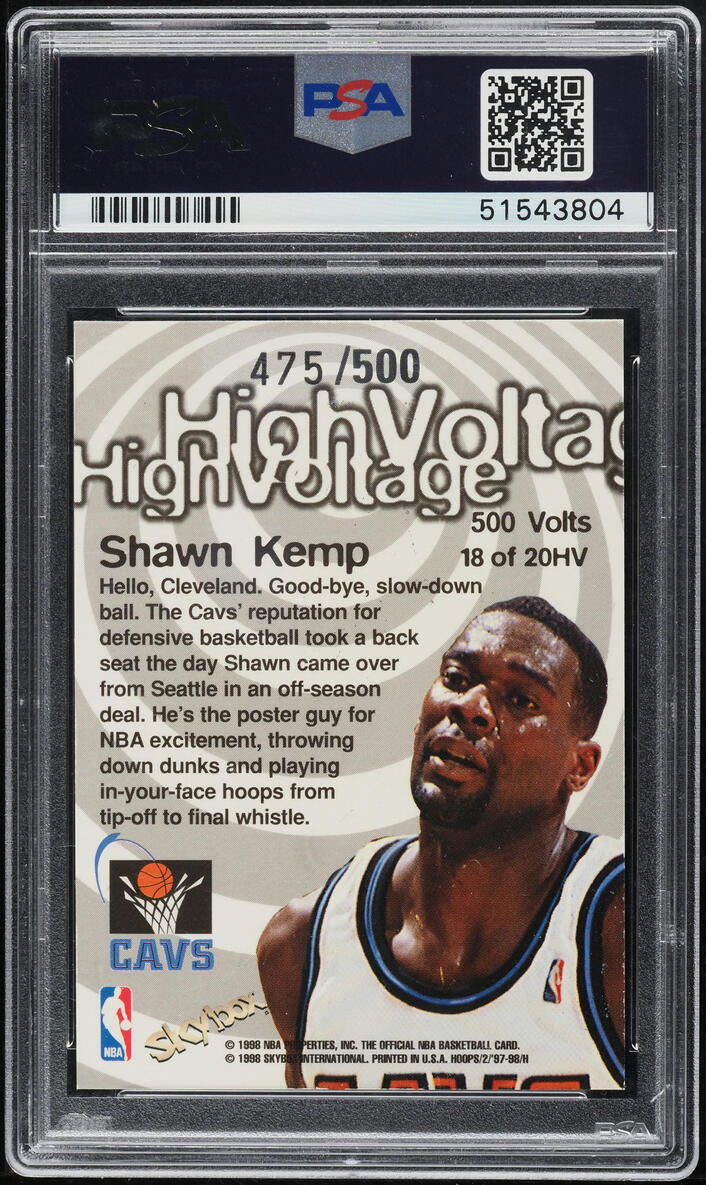 1997 Hoops High Voltage Shawn Kemp /500 #18 PSA 8 NM-MT on