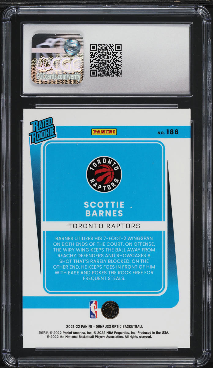 2021 Donruss Optic Scottie Barnes ROOKIE #186 CGC 9.5 MINT+