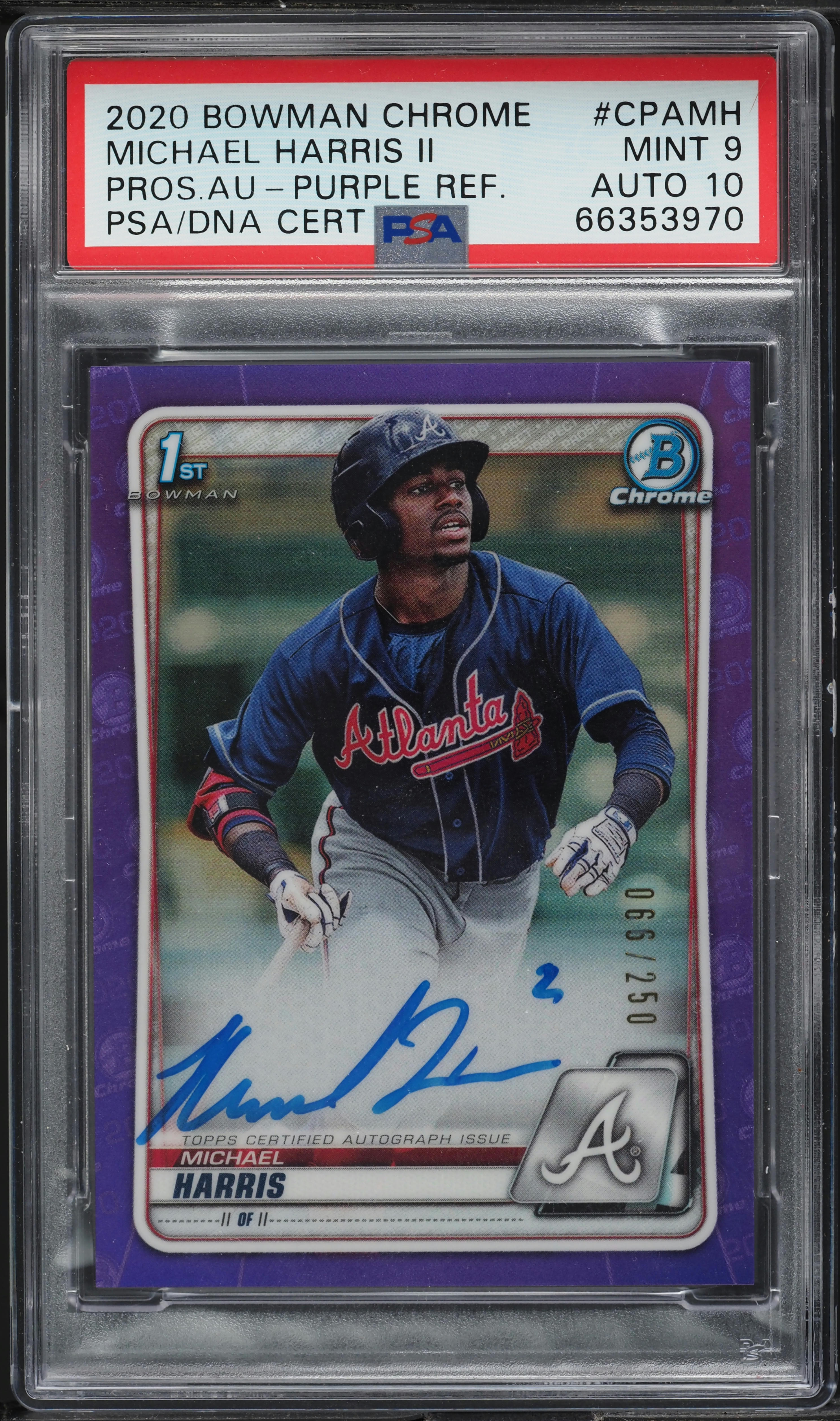 2020 Bowman Chrome Purple Refractor Michael Harris ROOKIE AUTO