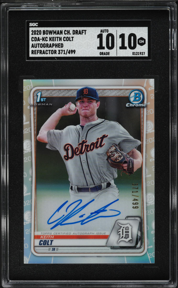 2020 Bowman Chrome Draft Refractor Colt Keith ROOKIE AUTO /499 #CDA-KC SGC 10