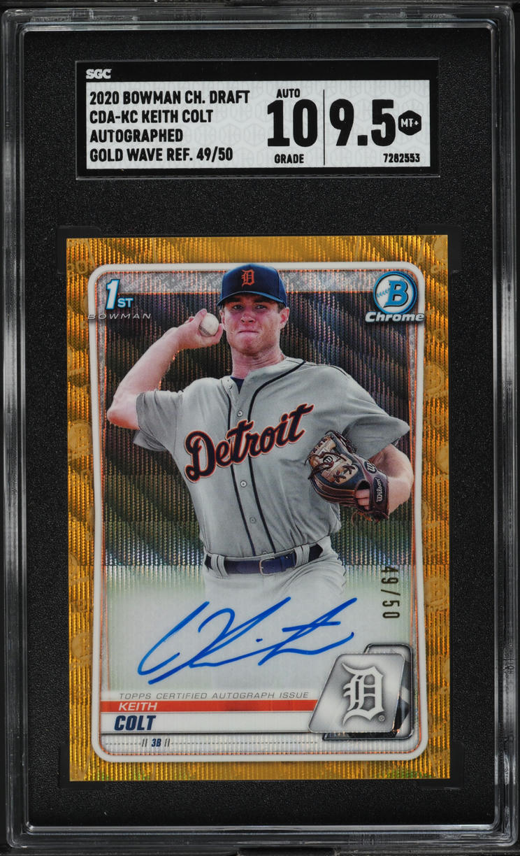 2020 Bowman Chrome Draft Gold Wave Refractor Colt Keith ROOKIE AUTO /50 SGC 9.5