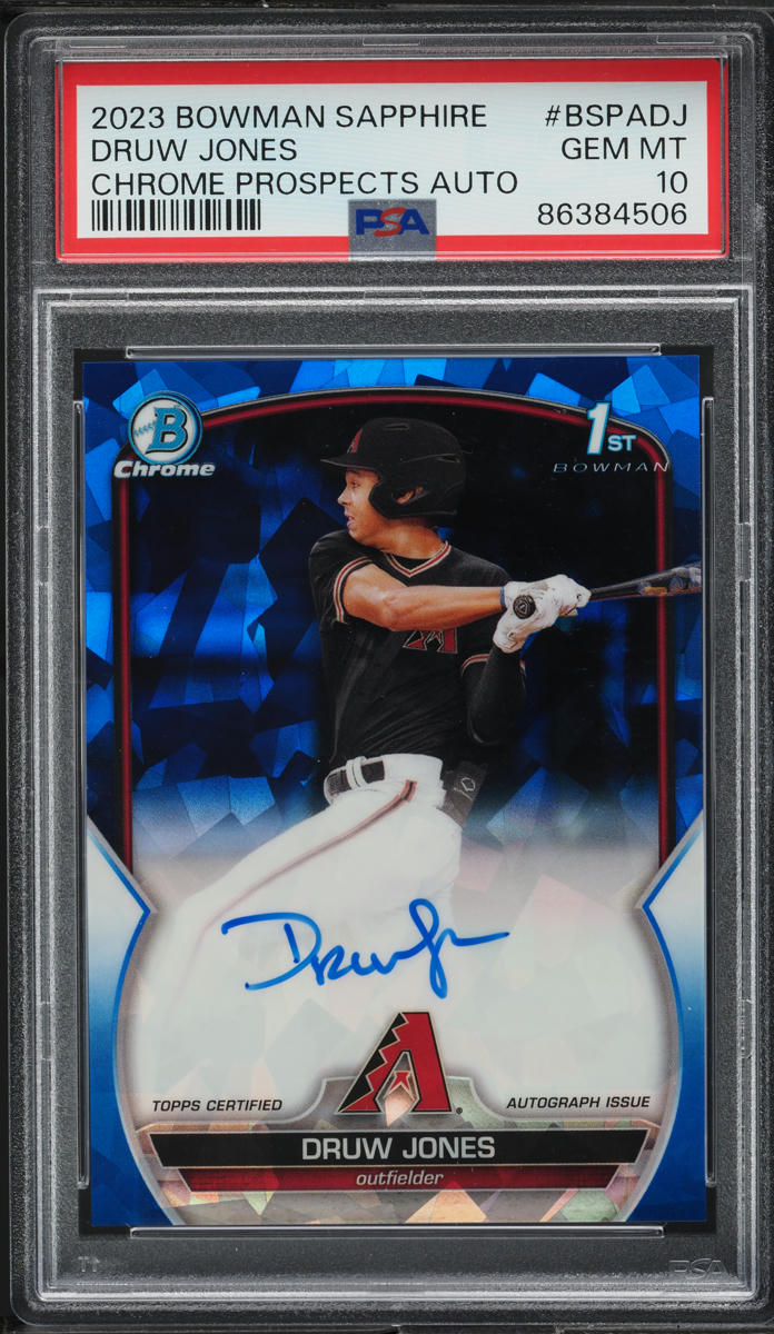 2023 Bowman Chrome Sapphire Edition Druw Jones ROOKIE AUTO #BSPA-DJ PSA 10 GEM