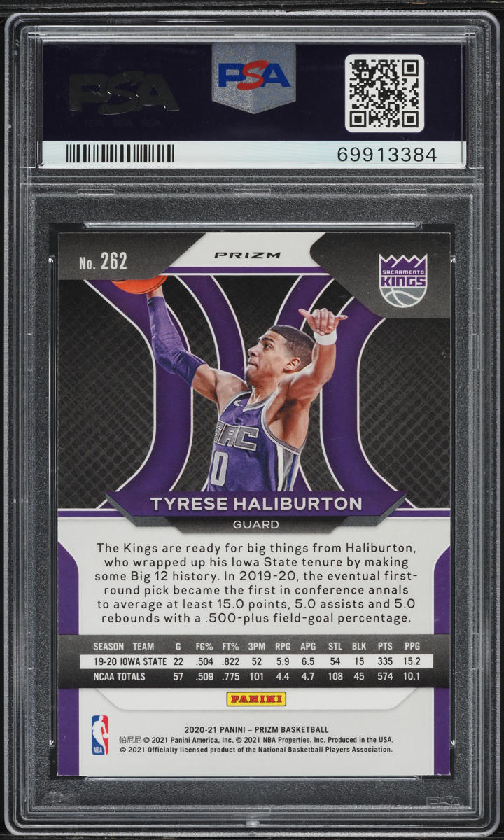 2020 Panini Prizm Blue Wave Tyrese Haliburton ROOKIE #262 PSA 10 GEM MINT