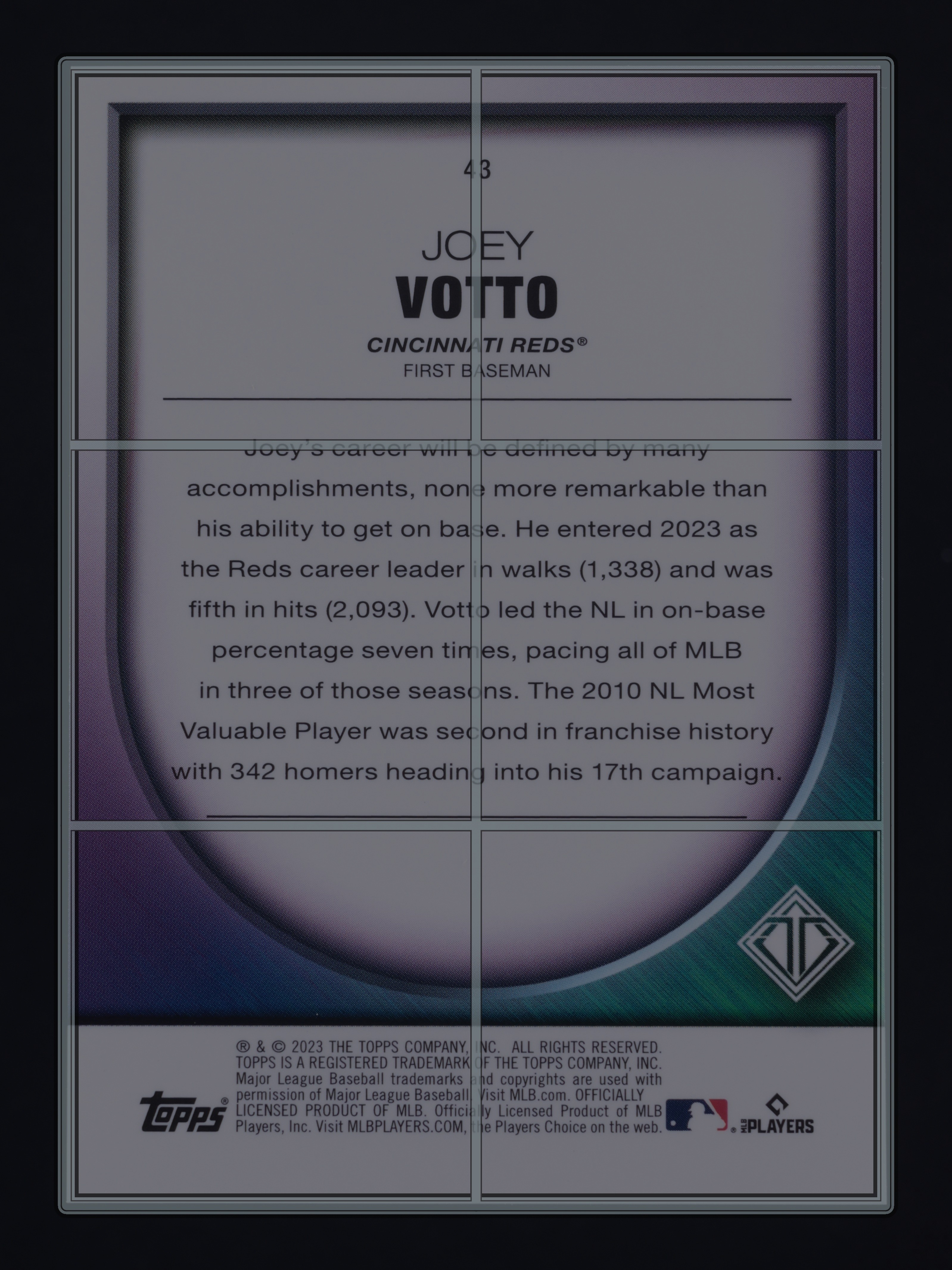 2023 Topps Transcendent Icons Chrome Gold Refractor Joey Votto /10