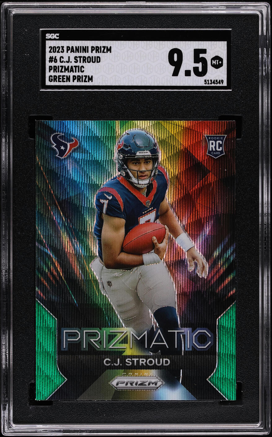 2023 Panini Prizm Prizmatic Green Wave C.J. Stroud ROOKIE #6 SGC 9.5 MINT+