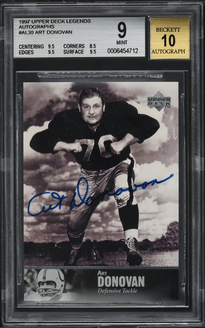 1997 Upper Deck Legends AUTO Art Donovan #AL30 BGS 9 MINT