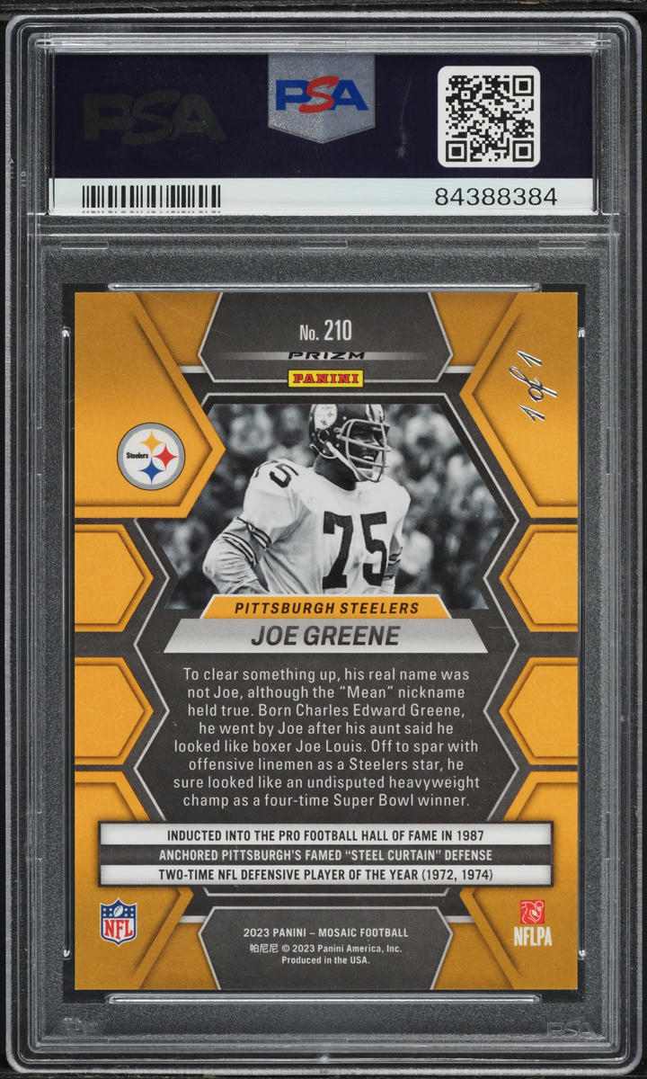 2023 Panini Mosaic Nebula Choice Joe Greene 1/1 #210 PSA 10 GEM MINT